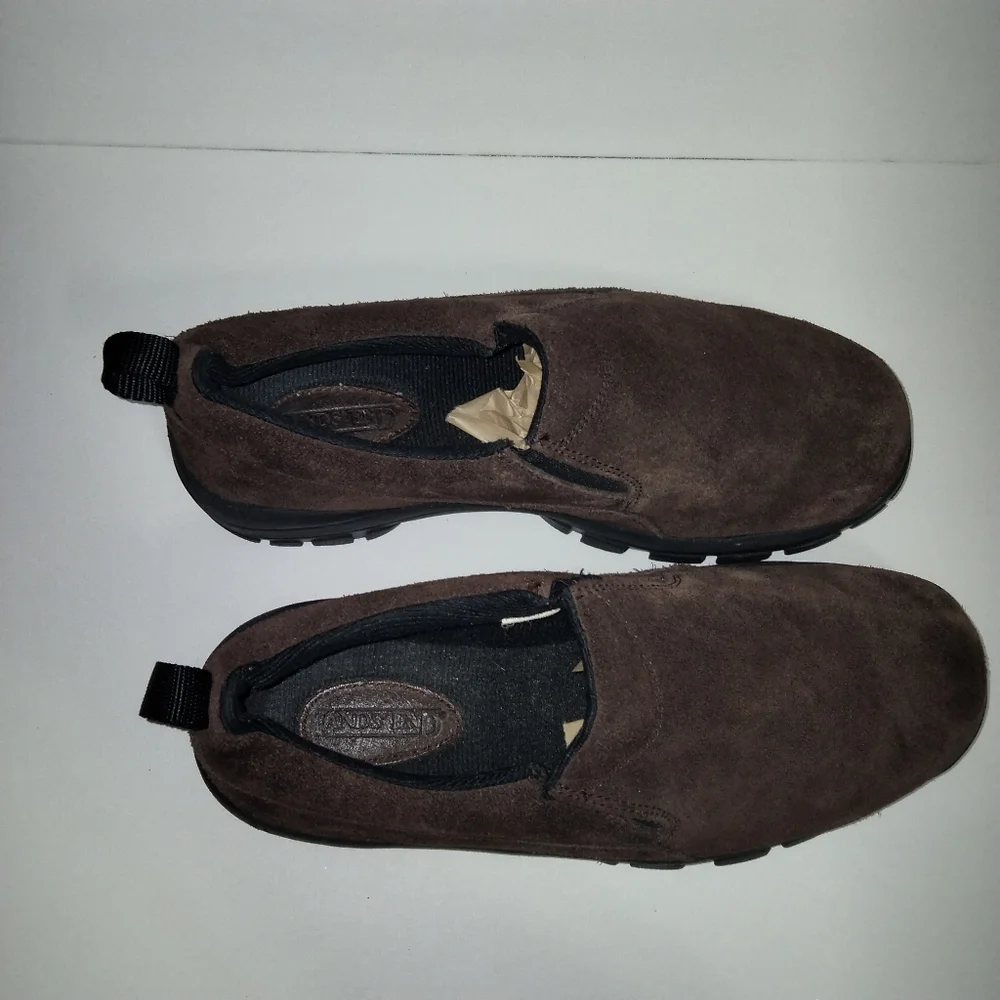 Land's End Men's Brown Suede Loafers hiking trail/walking shoes size 9HB